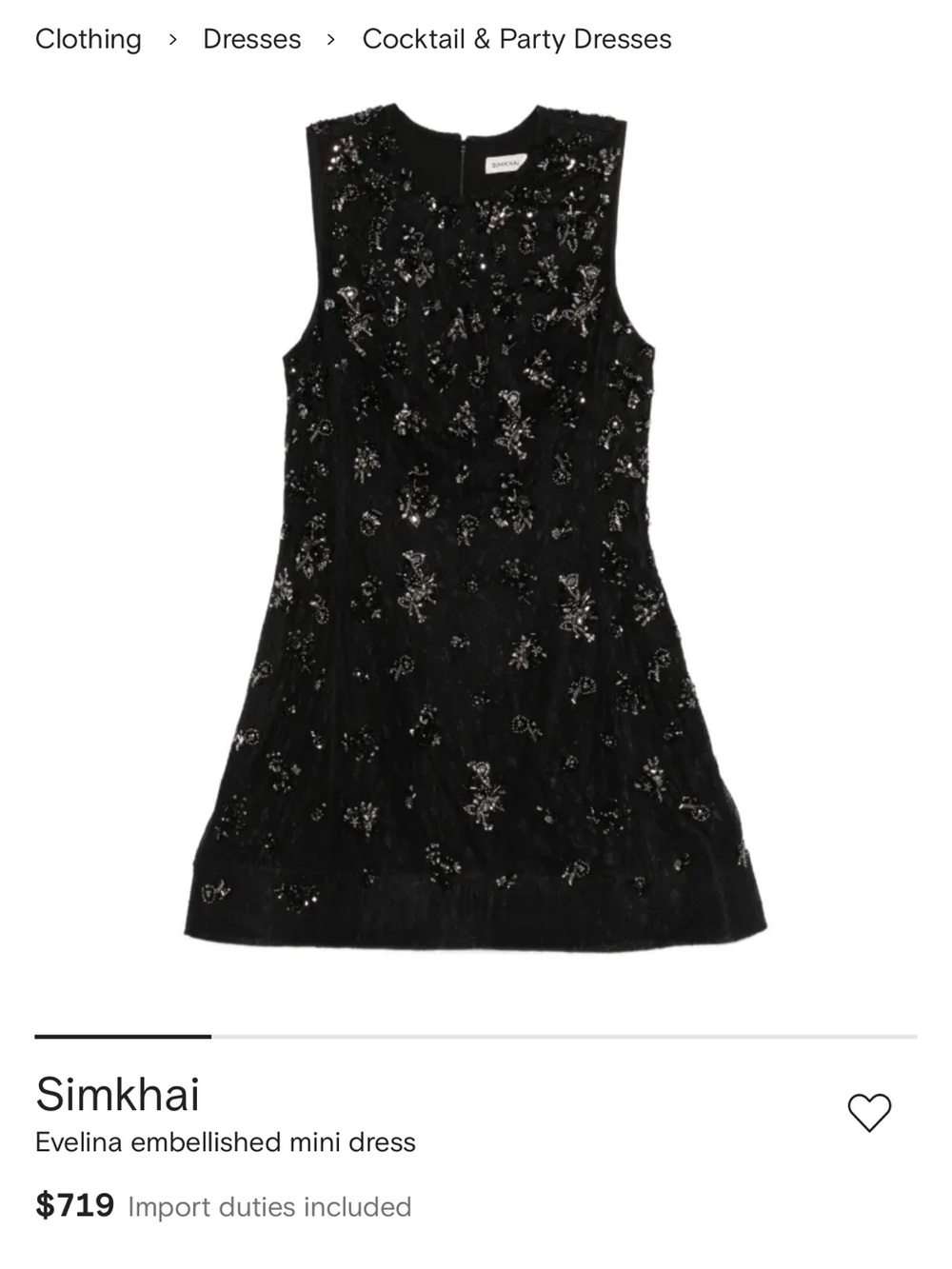 Simkhai Black Evelina Embellished Mini Dress